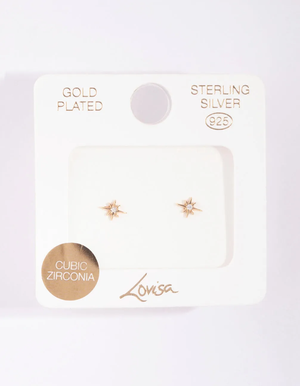Gold Plated Sterling Silver Cubic Zirconia Starburst Earrings sold by lovisa