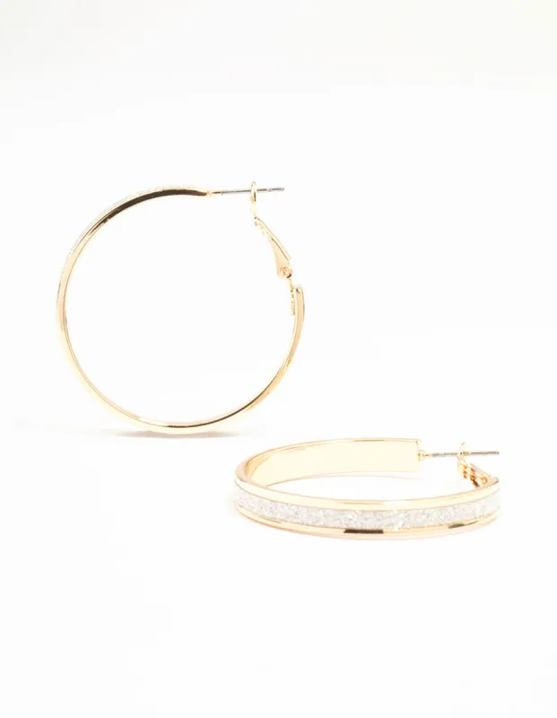 Silver Medium Glitter Hoop Earrings sold by lovisa
