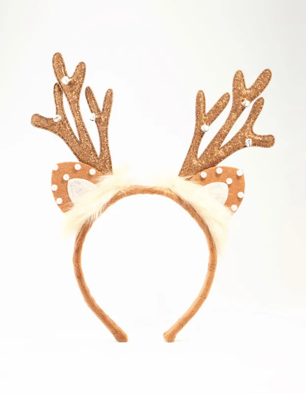 Fabric Reindeer Ear Headband sold by lovisa