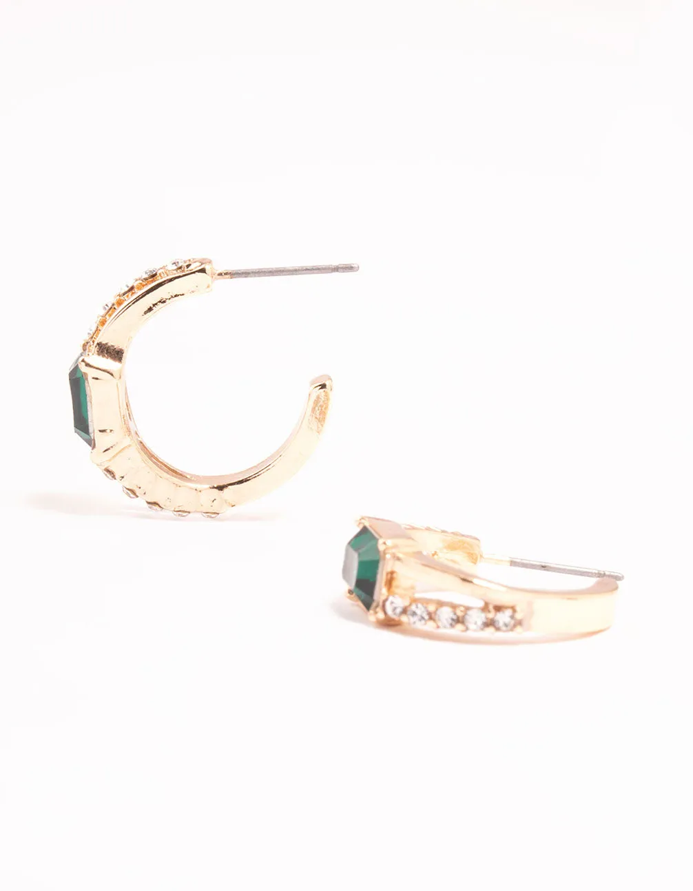 Gold Statement Stone Diamante Hoop Earrings sold by lovisa