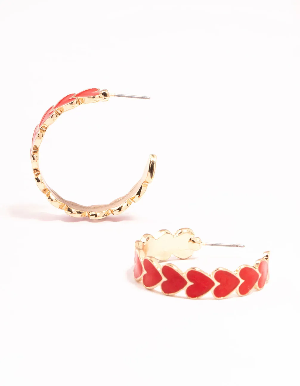 Red Heart Enamel Hoop Earrings sold by lovisa