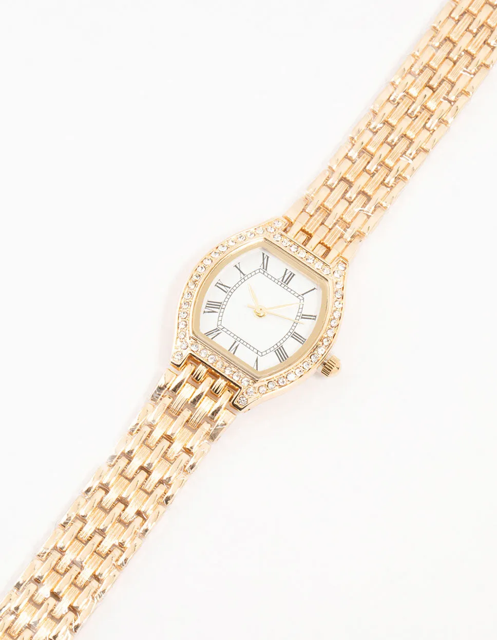 Gold Roman Numeral Diamante Small Watch sold by lovisa