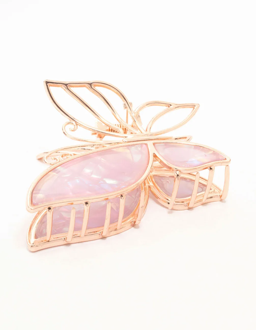 Rose Gold Pink Acrylic Butterfly Claw Clip sold by lovisa