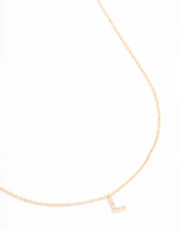 Gold Plated Cubic Zirconia Letter L  Necklace sold by lovisa