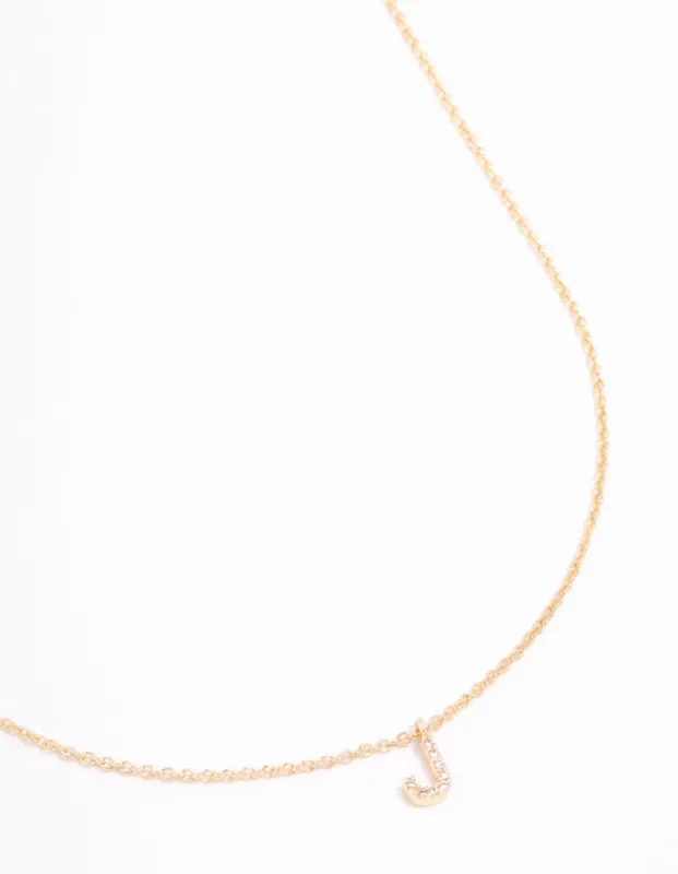 Gold Plated Cubic Zirconia Letter J Necklace sold by lovisa