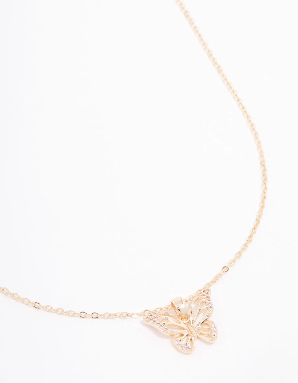 Gold Plated Cubic Zirconia Butterfly Necklace sold by lovisa