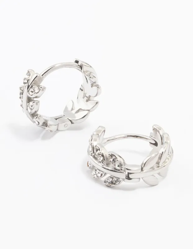 Surgical Steel Diamante Leaf Huggie Earrings sold by lovisa
