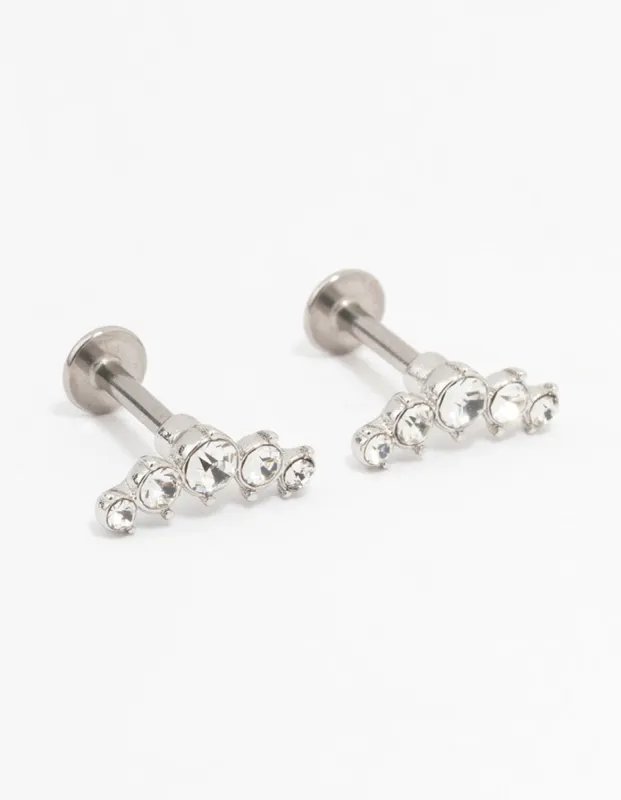 Surgical Steel Round Cubic Zirconia Flat Back 2-Pack sold by lovisa
