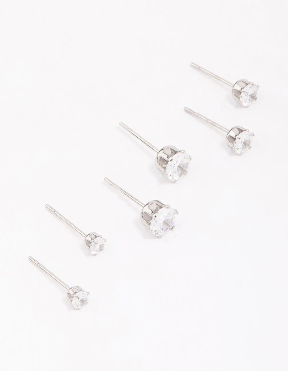 Surgical Steel Graduating Cubic Zirconia Stud Earring 3-Pack sold by lovisa