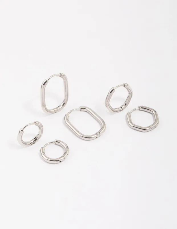 Surgical Steel Geometric Modern Hoop Earring 3-Pack sold by lovisa