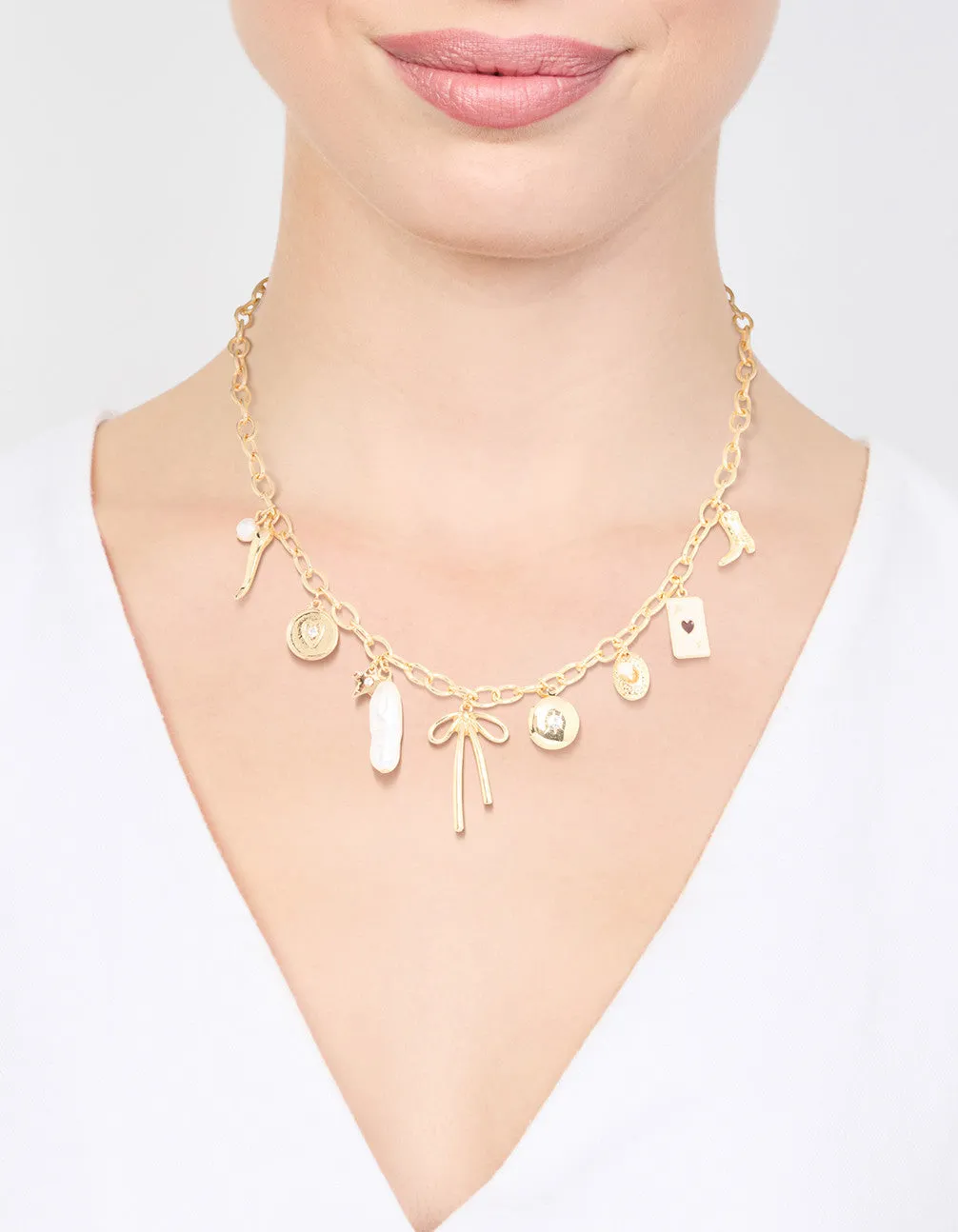 Gold Plated Bow & Star Charm Necklace sold by lovisa product image thumbnail 2