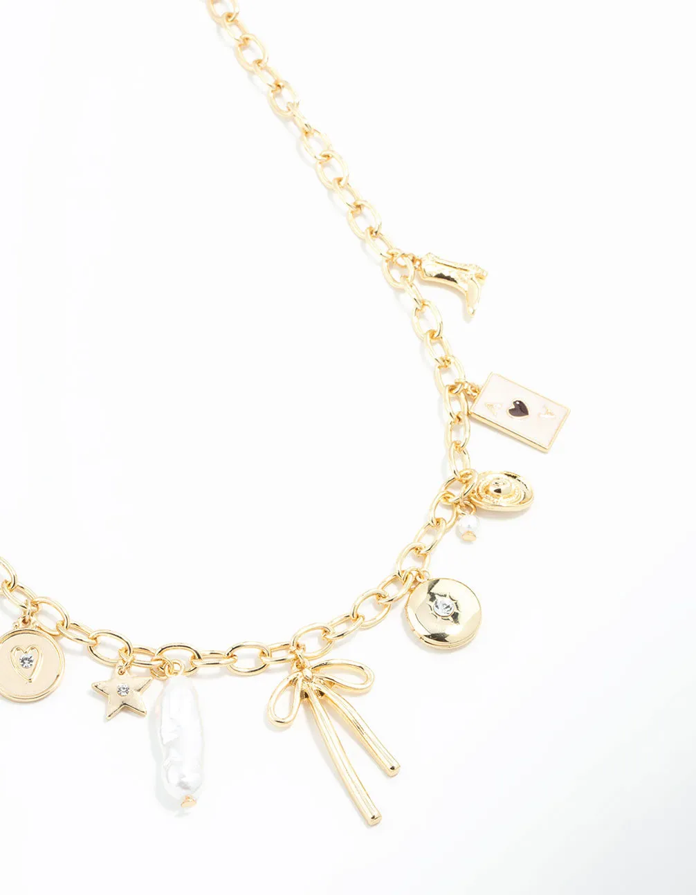 Gold Plated Bow & Star Charm Necklace sold by lovisa