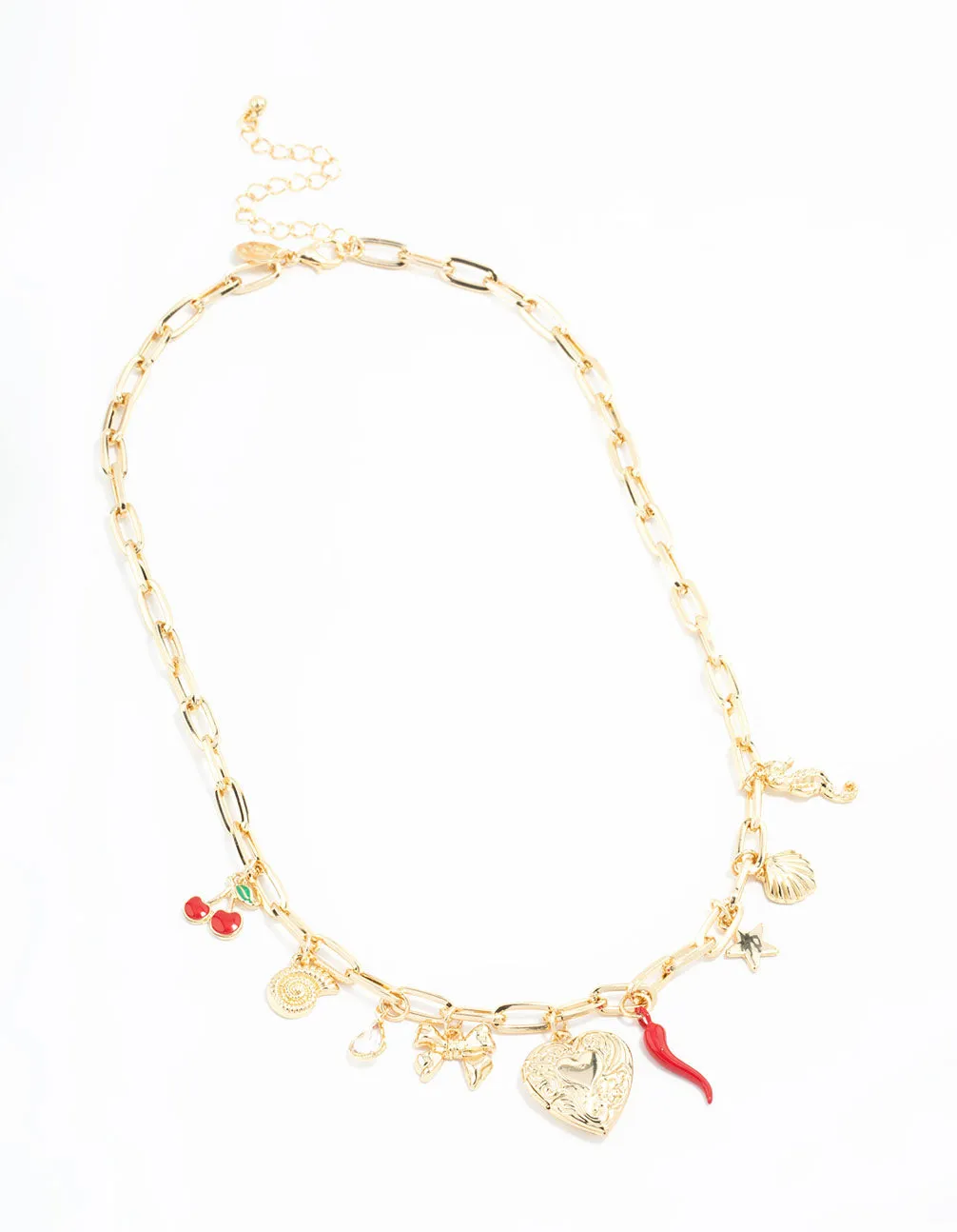 Gold Plated Heart Locket & Seahorse Charm Necklace sold by lovisa product image thumbnail 4