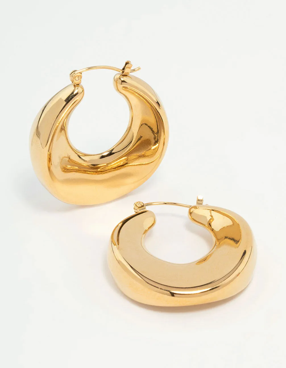 Waterproof Gold Plated Stainless Steel Large Hoop Earrings sold by lovisa