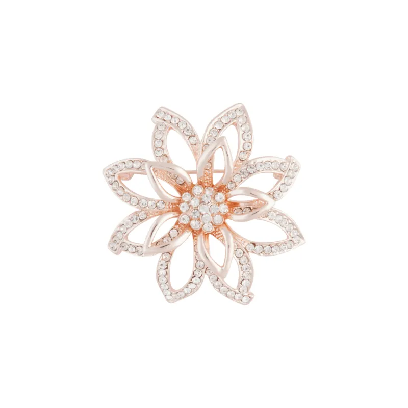 Rose Gold Flower Diamante 3D brooch sold by lovisa