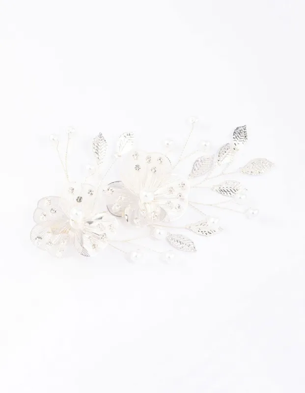 Gold Pearl Etched Flower Hair Clip sold by lovisa