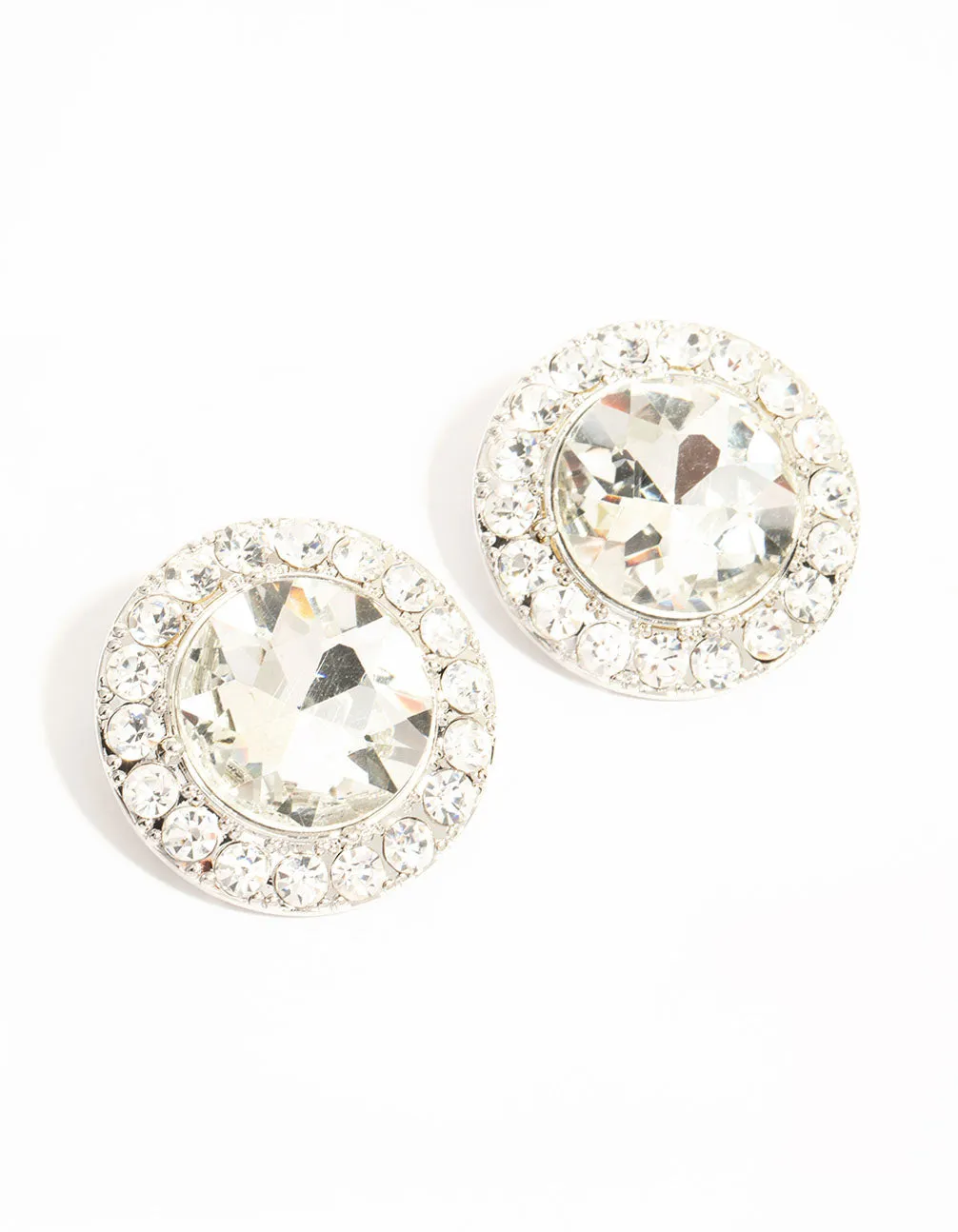 Silver Circle Diamante Stud Earrings sold by lovisa
