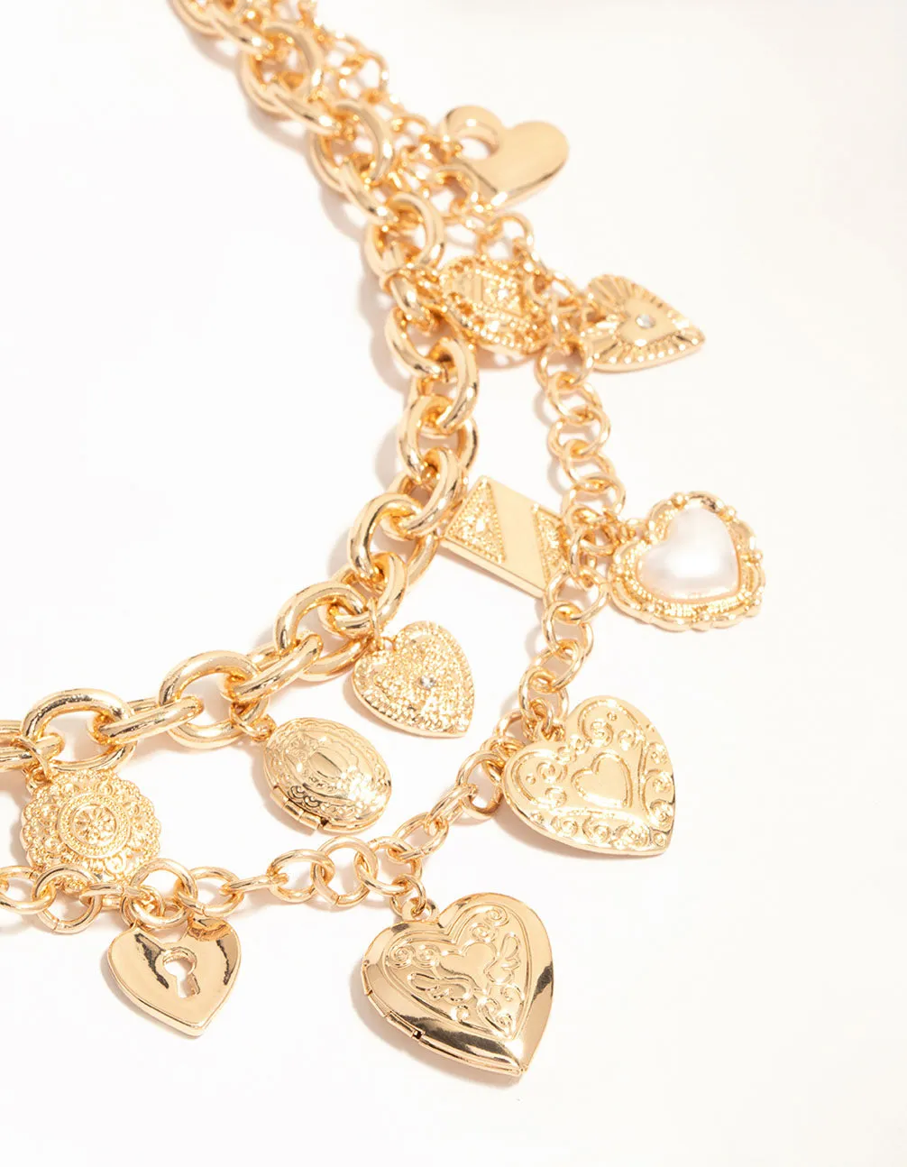 Gold Layered Heart Charm Necklace sold by lovisa