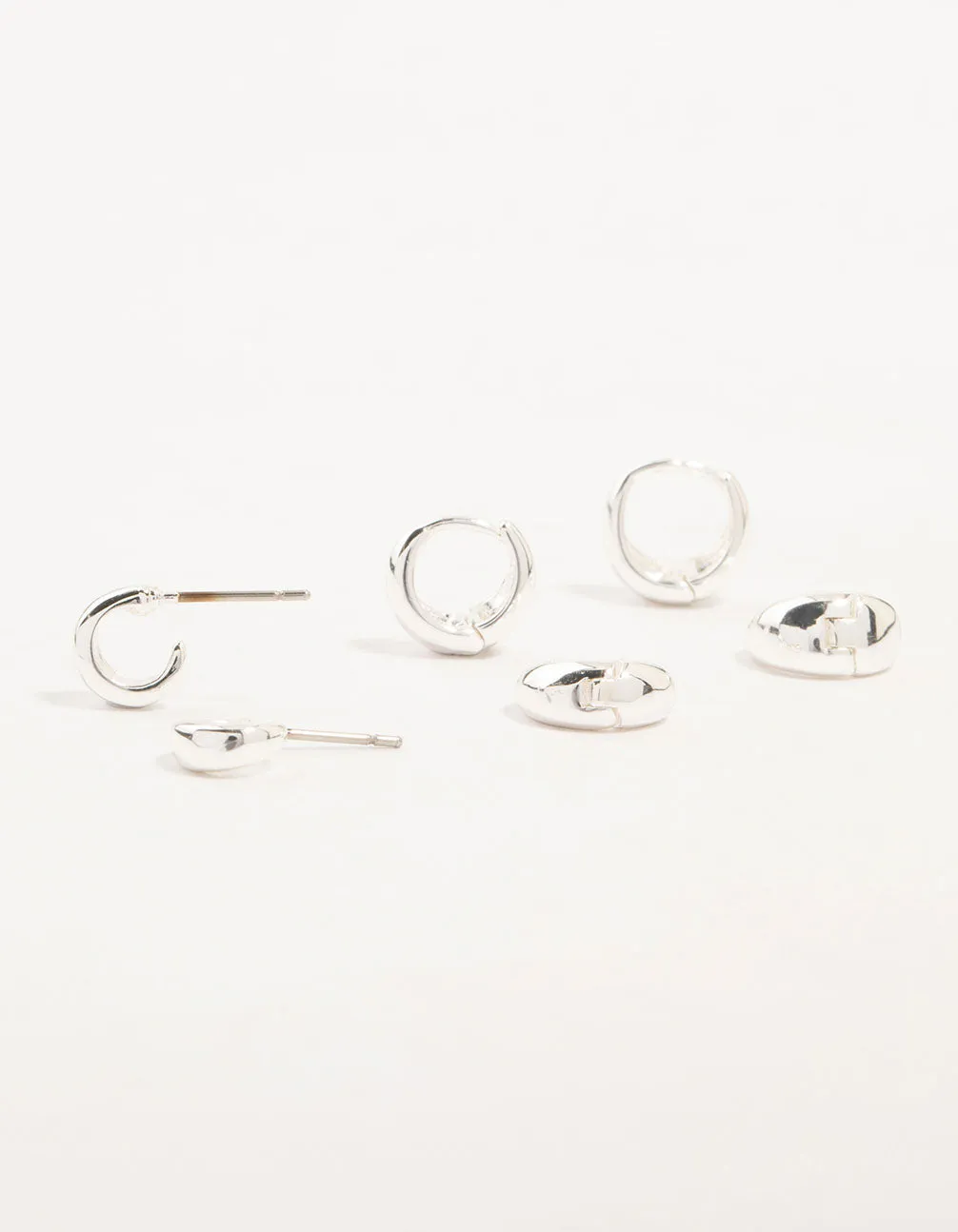 Silver Mixed Hoop Earrings 3-Pack sold by lovisa