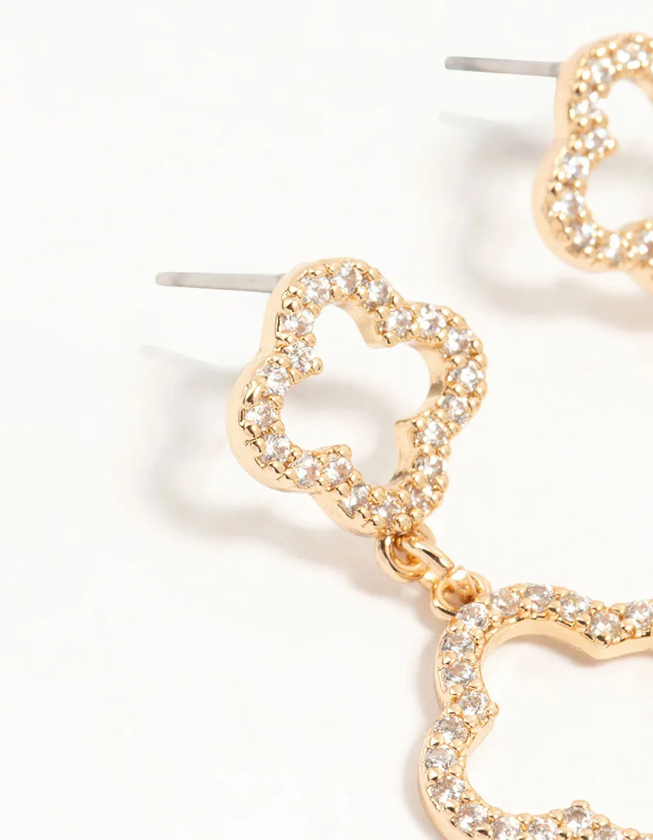 Gold Cubic Zirconia Flower Drop Earrings sold by lovisa product image thumbnail 2