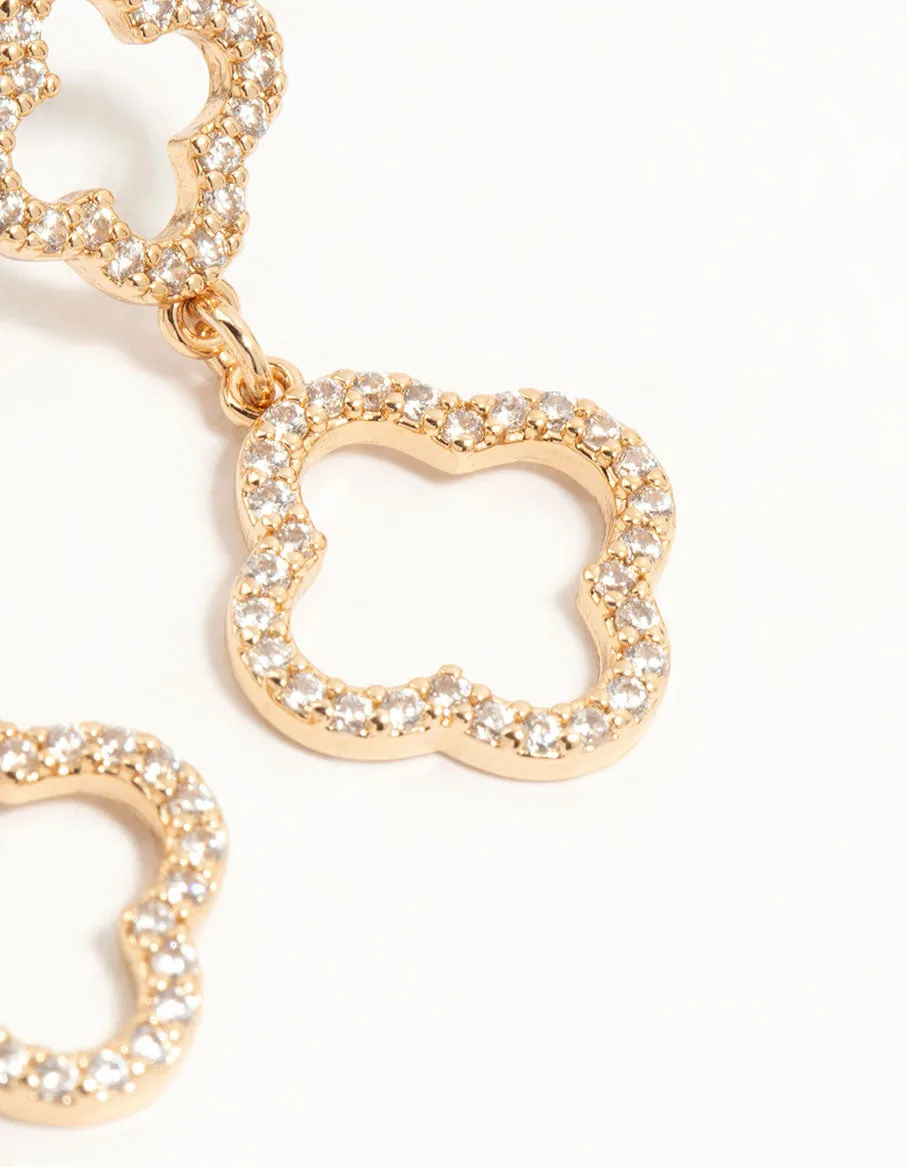 Gold Cubic Zirconia Flower Drop Earrings sold by lovisa product image thumbnail 3