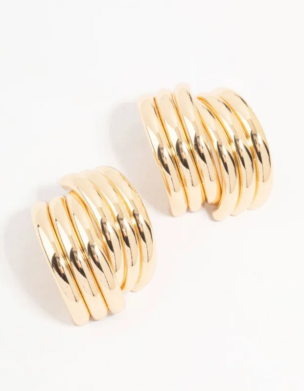Gold Wrapped Stud Earrings sold by lovisa