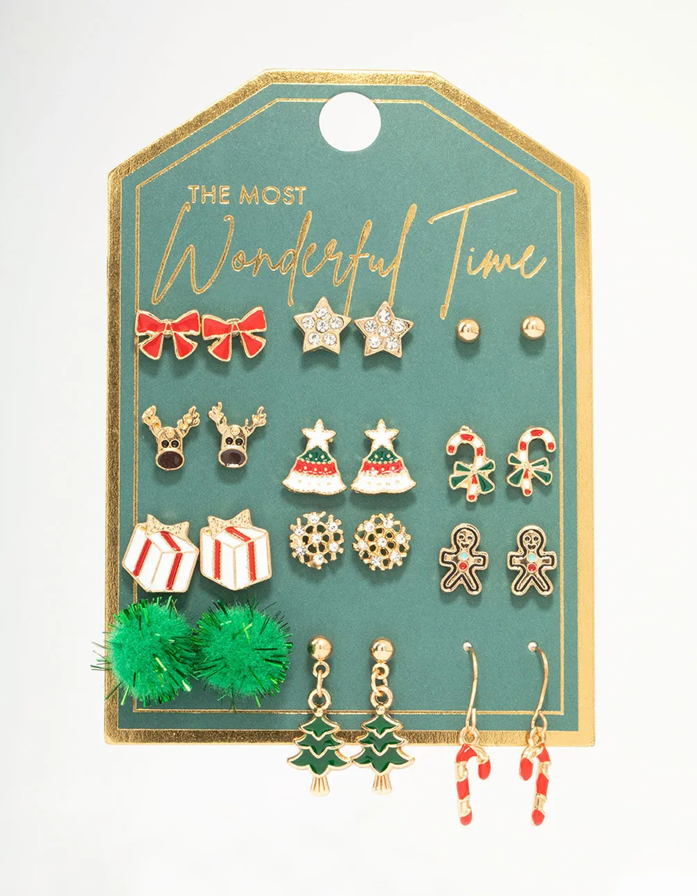 Red Bow & Reindeer Stud Gold Earrings 12-Pack sold by lovisa product image thumbnail 3