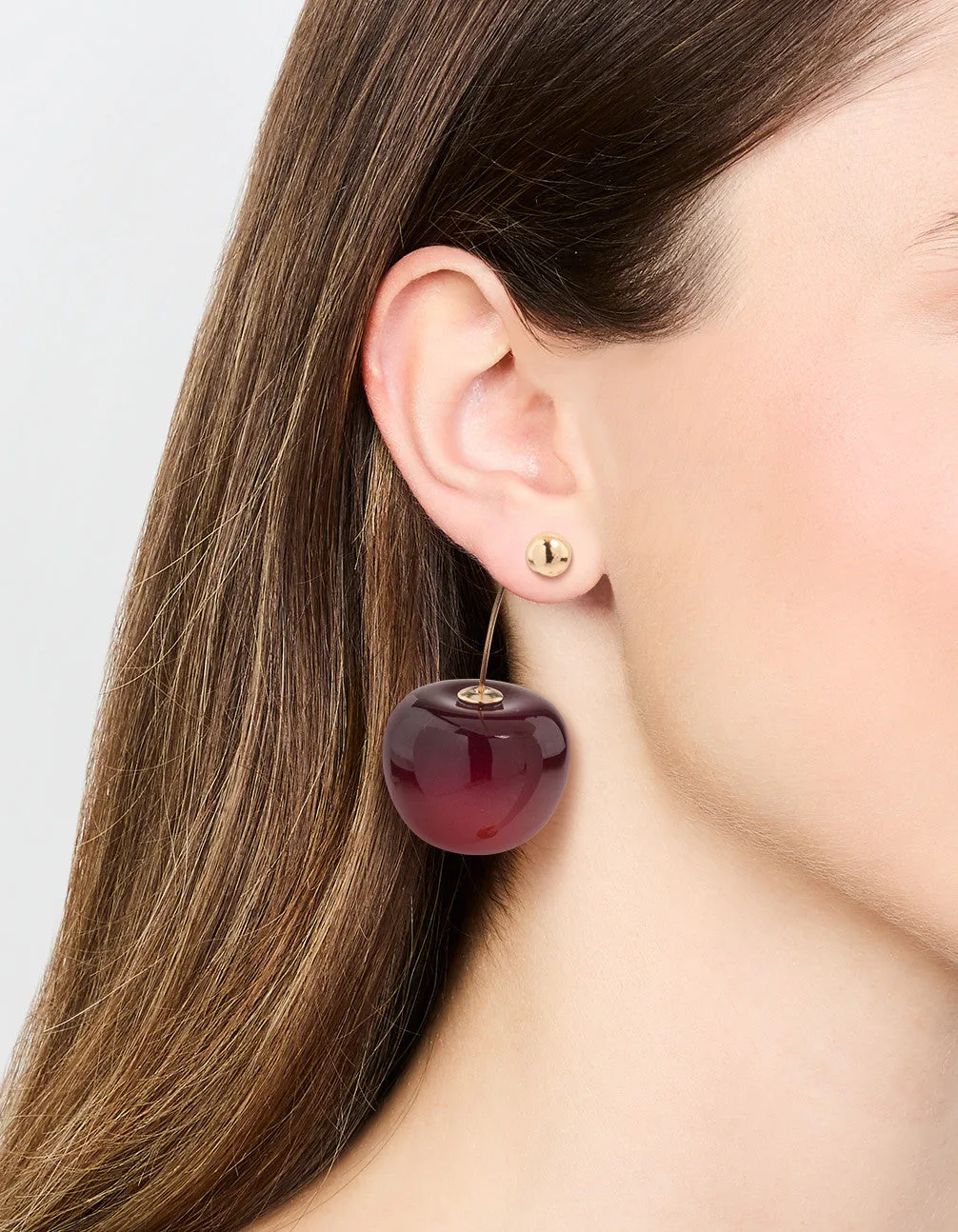 Red Cherry Thread Through Gold Drop Earrings sold by lovisa product image thumbnail 2