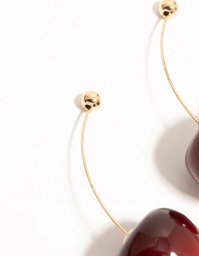 Red Cherry Thread Through Gold Drop Earrings sold by lovisa product image thumbnail 4