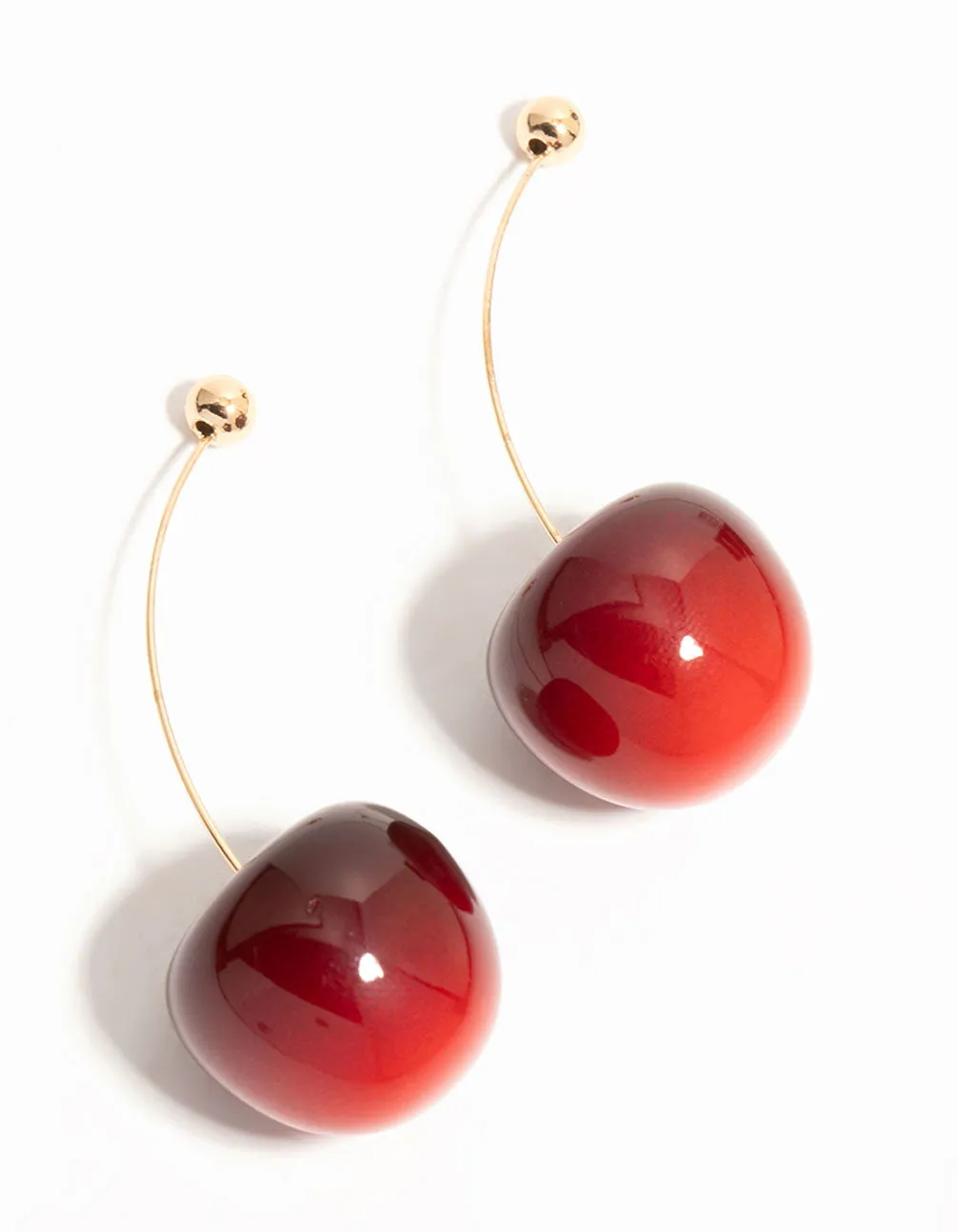 Red Cherry Thread Through Gold Drop Earrings sold by lovisa