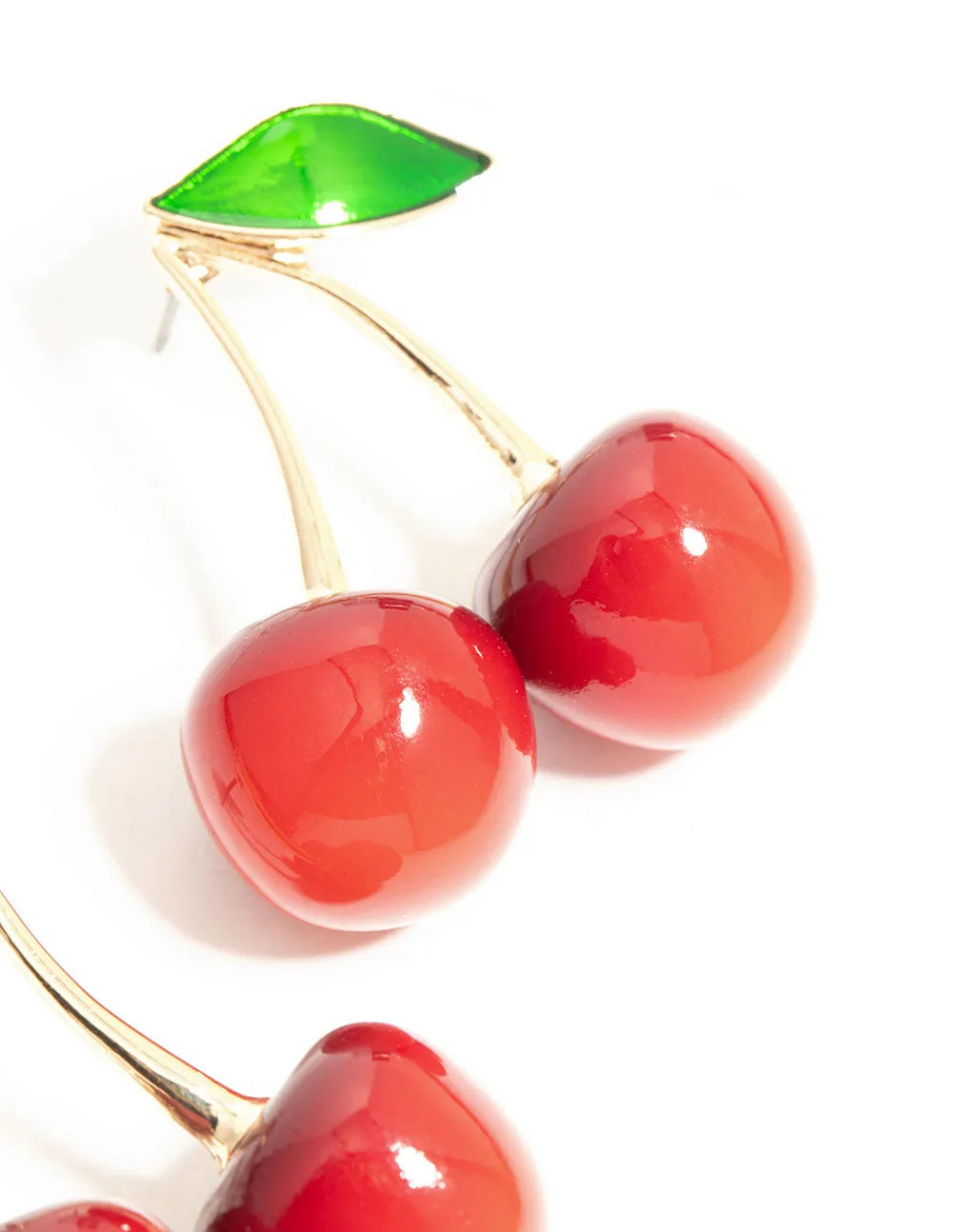 Red Double Cherry Drop Gold Earrings sold by lovisa product image thumbnail 5