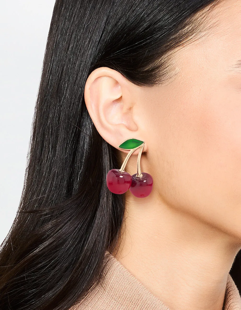 Red Double Cherry Drop Gold Earrings sold by lovisa product image thumbnail 2