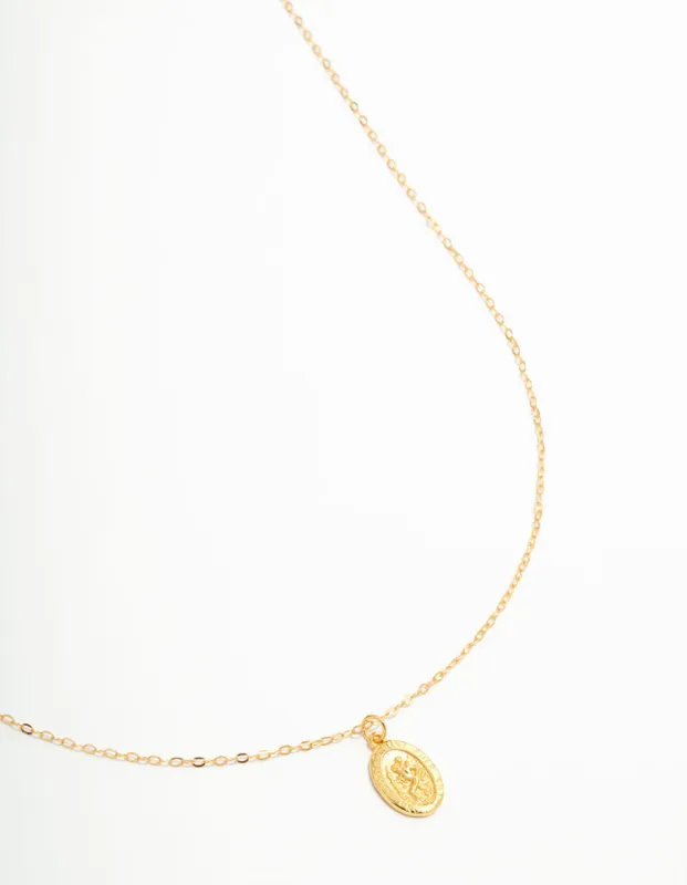 Gold Plated Sterling Silver St. Christopher Pendant Necklace sold by lovisa