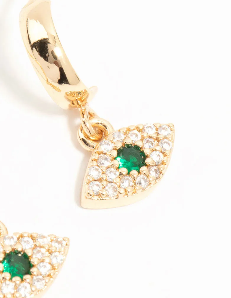 Gold Cubic Zirconia Evil Eye Huggie Drop Earrings sold by lovisa product image thumbnail 5