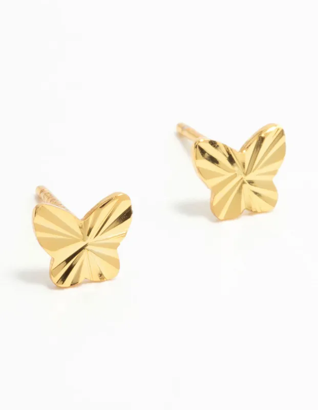 Gold Plated Sterling Silver Butterfly Stud Earrings sold by lovisa