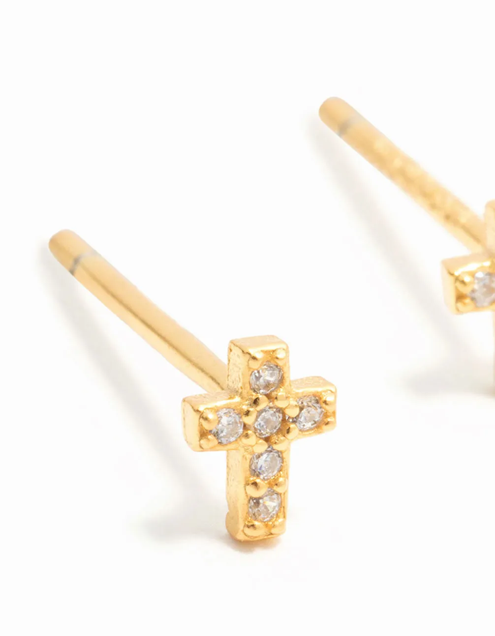 Gold Plated Sterling Silver Mini Diamante Cross Stud Earrings sold by lovisa product image thumbnail 4
