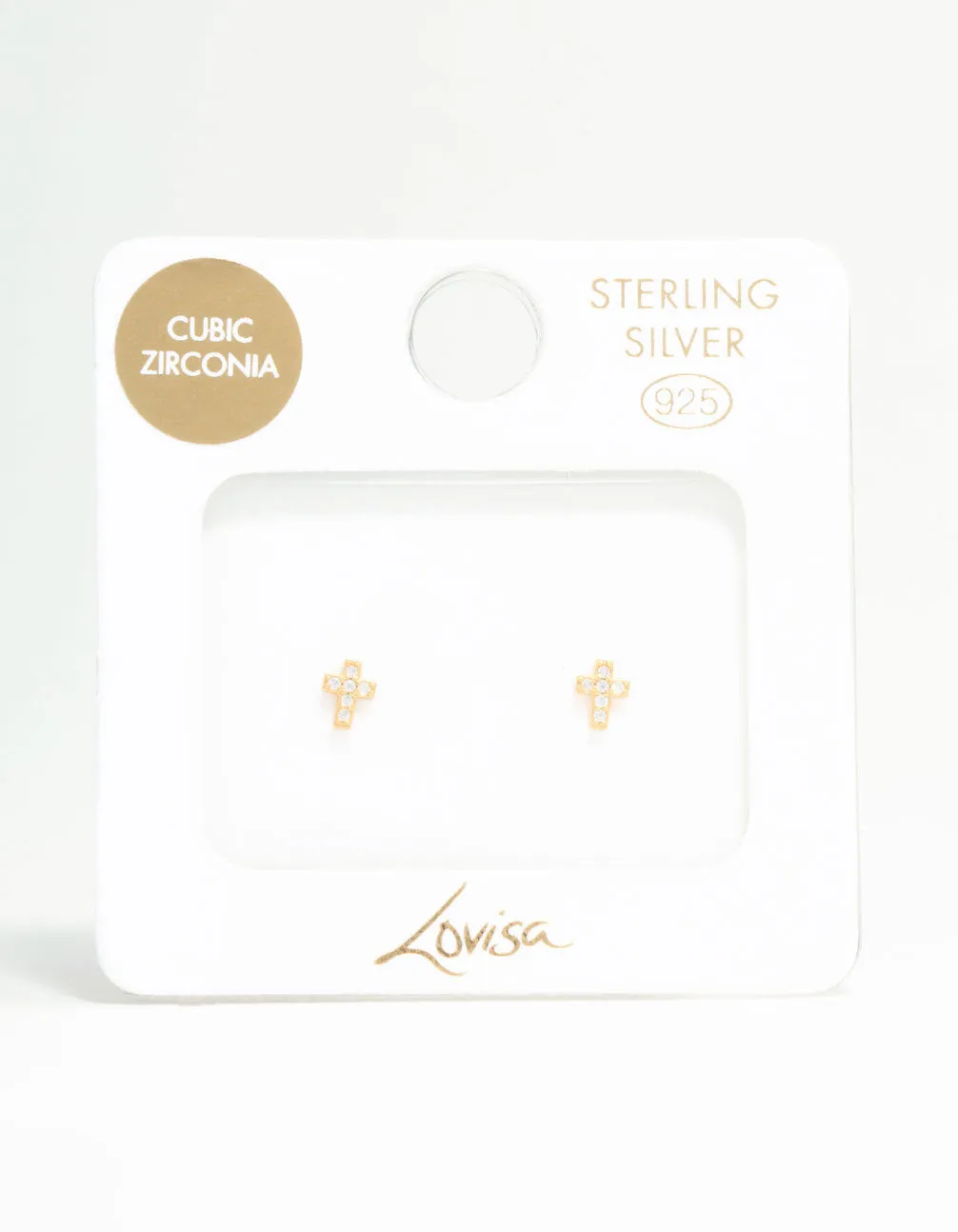 Gold Plated Sterling Silver Mini Diamante Cross Stud Earrings sold by lovisa product image thumbnail 5