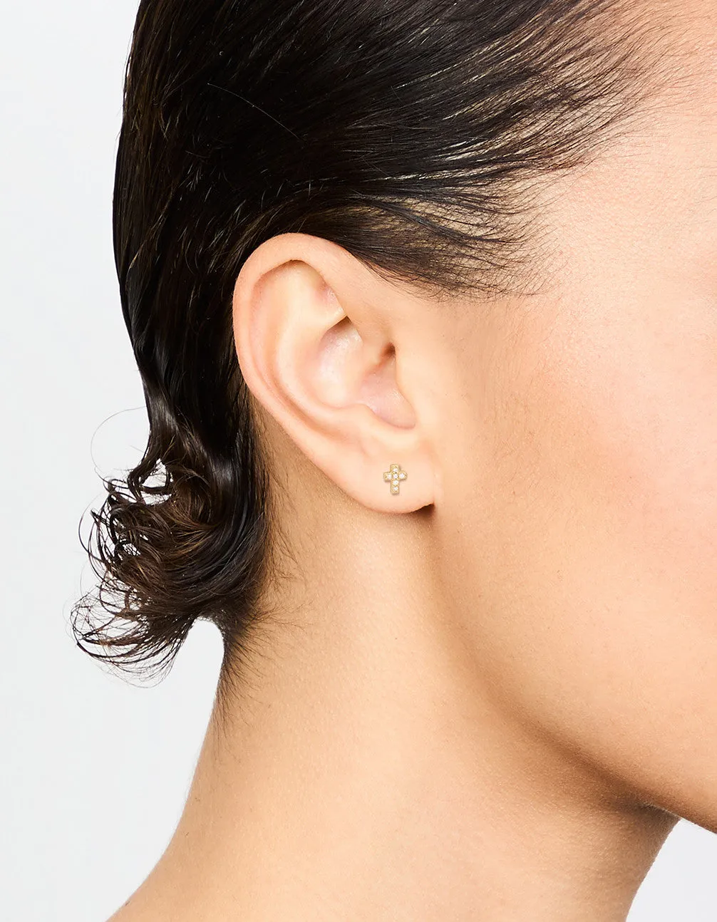 Gold Plated Sterling Silver Mini Diamante Cross Stud Earrings sold by lovisa product image thumbnail 2