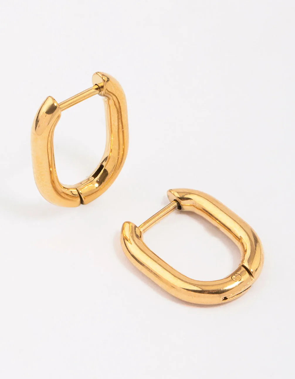 Gold Plated Surgical Steel Rectangular Hoop Earrings sold by lovisa