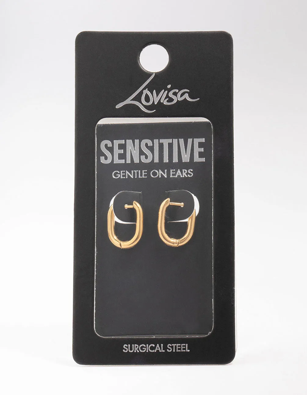 Gold Plated Surgical Steel Rectangular Hoop Earrings sold by lovisa product image thumbnail 3