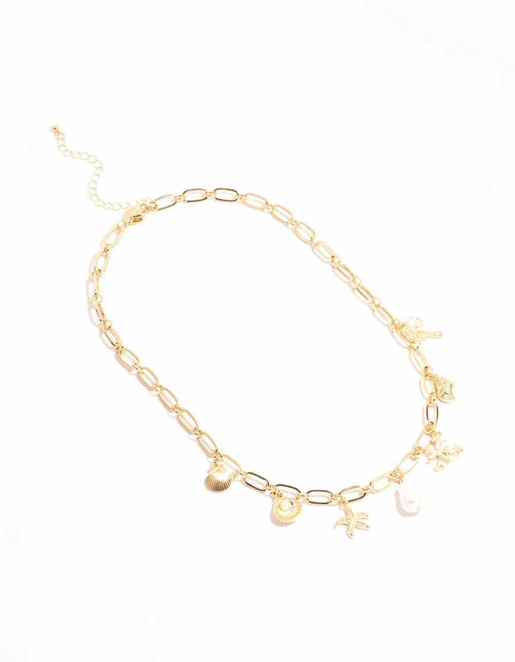 Gold Pearl & Seashell Charm Necklace sold by lovisa product image thumbnail 4