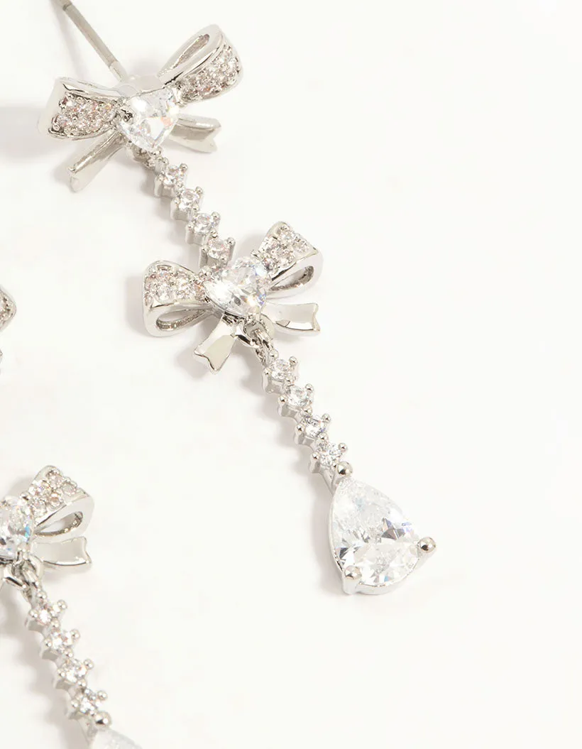 Silver Plated Cubic Zirconia Bow Drop Earrings sold by lovisa product image thumbnail 3