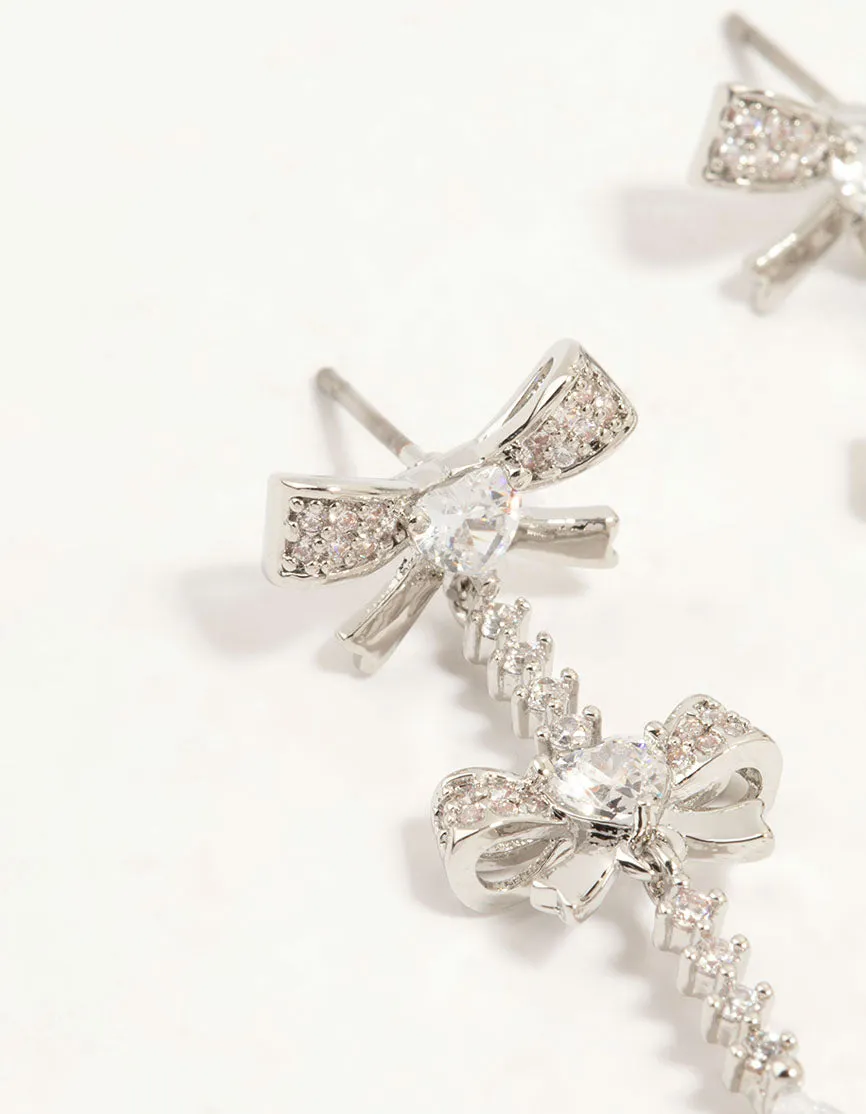 Silver Plated Cubic Zirconia Bow Drop Earrings sold by lovisa product image thumbnail 2