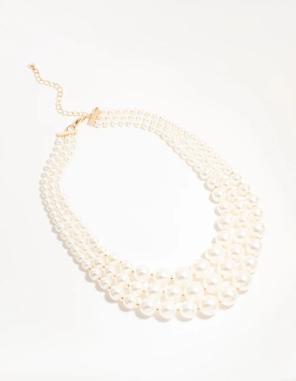 Gold Plated Pearl Triple Row Layered Necklace sold by lovisa product image thumbnail 2