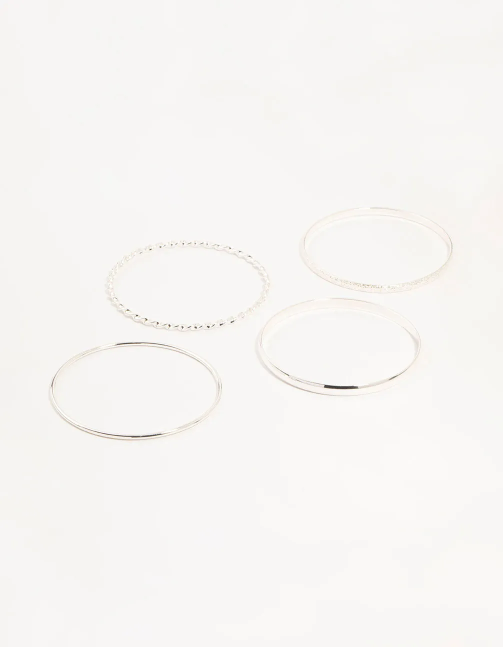 Silver Twisted Bangles 4-Pack sold by lovisa