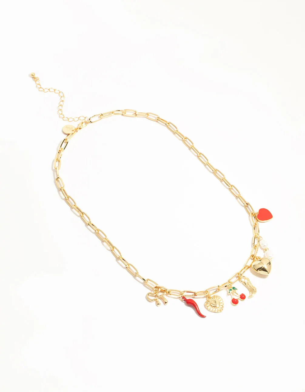 Gold Plated Chili & Cherry Charm Necklace sold by lovisa product image thumbnail 4