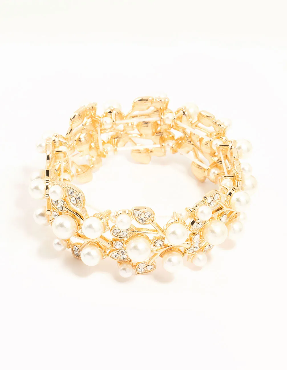 Gold Diamante Floral Stretch Bracelet sold by lovisa