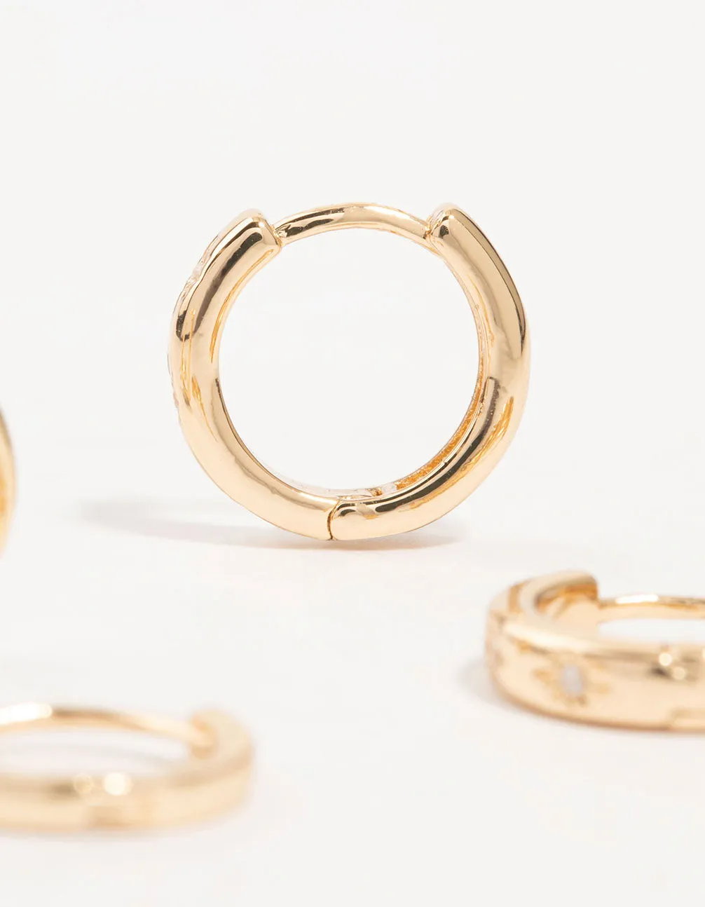 Gold Cubic Zirconia Cluster Hoop & Classic Stud Earrings 3-Pack sold by lovisa product image thumbnail 3