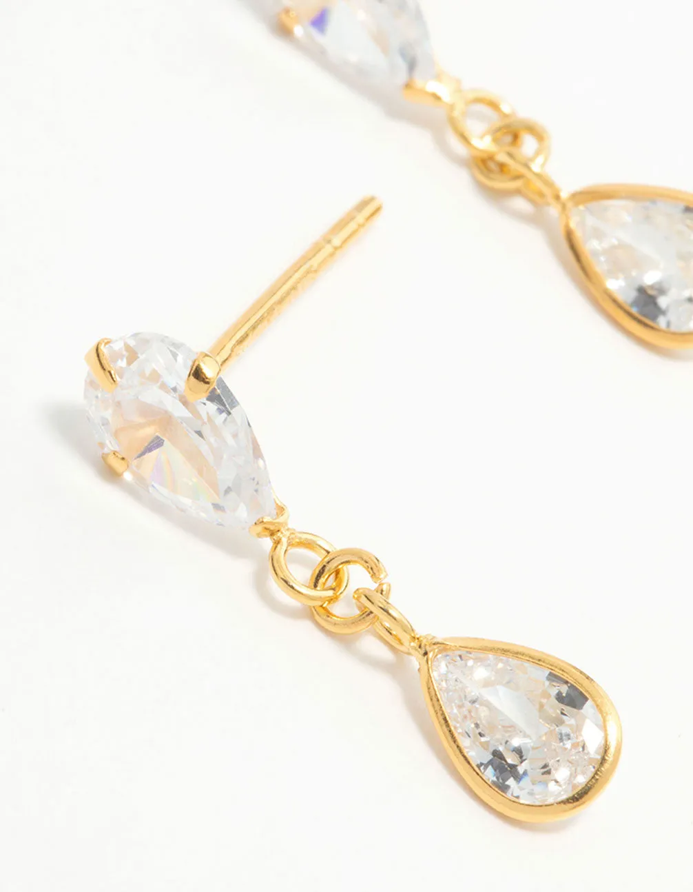 Gold Plated Sterling Silver Pear Cut Cubic Zirconia Drop Stud Earrings sold by lovisa product image thumbnail 4