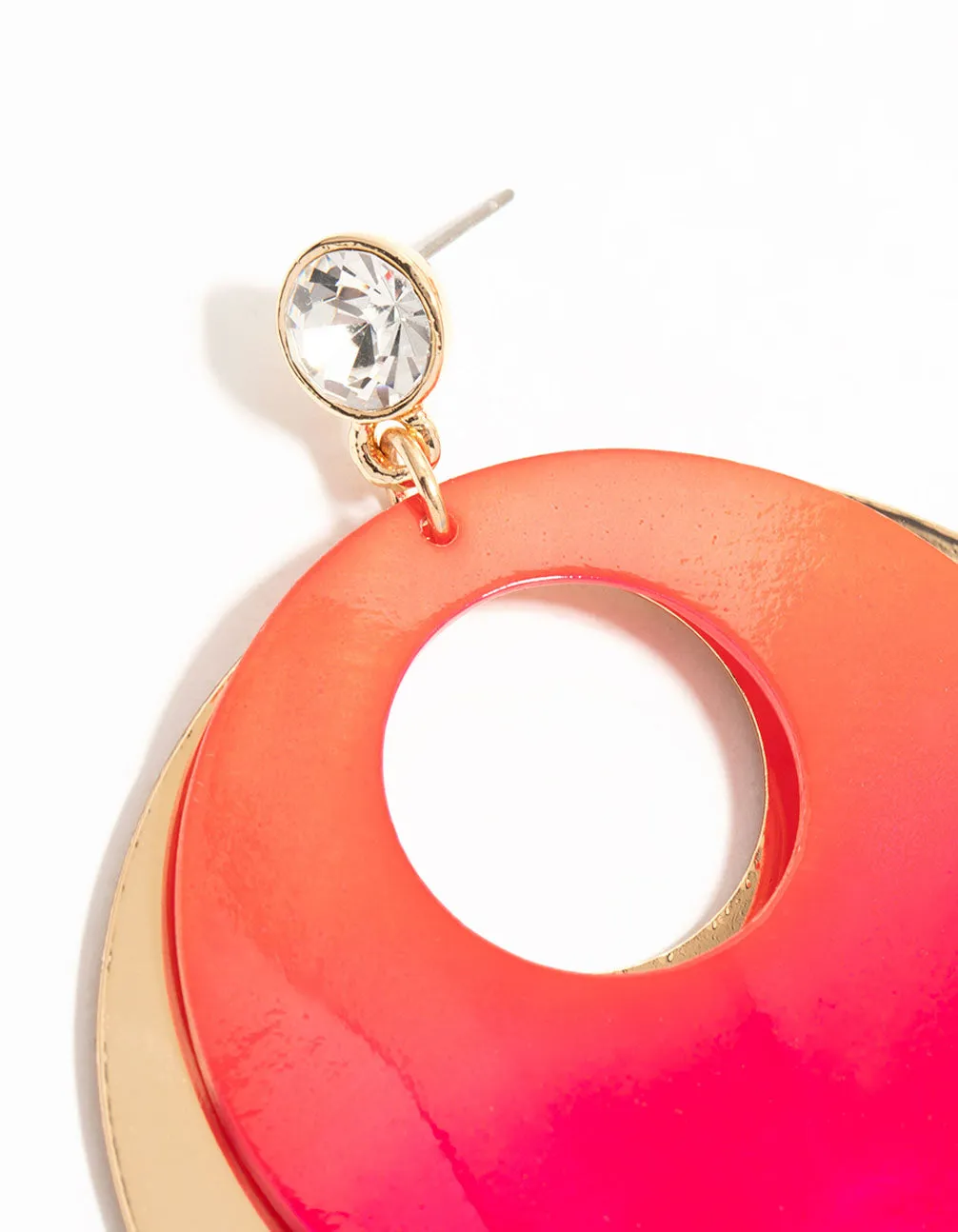 Gold Pink Diamante & Circle Drop Earrings sold by lovisa product image thumbnail 4